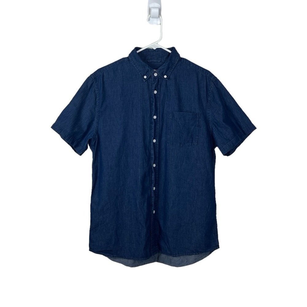 Saturdays NYC Blue Denim Short Sleeve Casual Button Shirt
